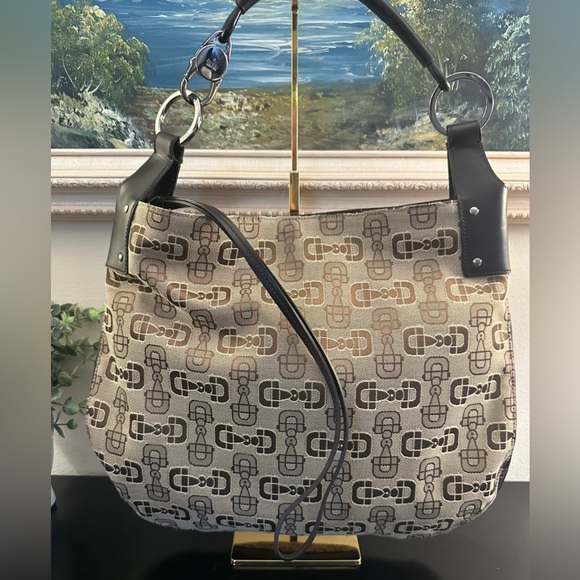 Gucci Large Horsebit Canvas and LeatherHobo Shoulder Bag EUC - Picture 6 of 10